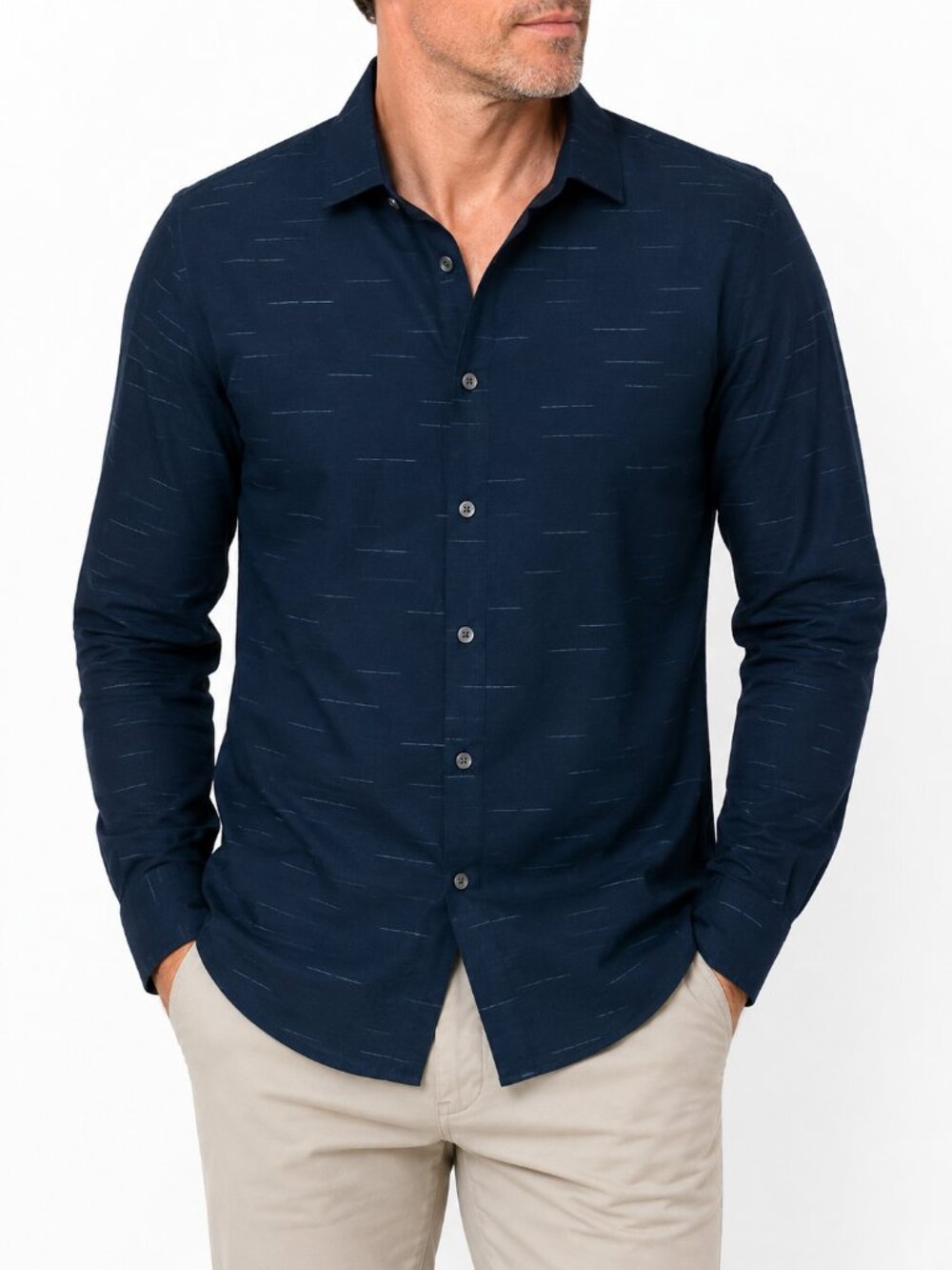 THEORY MEN'S LARGE DASH COUPE NAVY COTTON SHIRT PREPPY QUIET LUXURY BUTTON DOWN